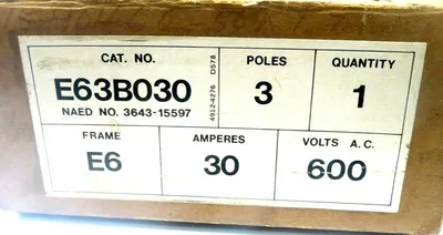 NEW GOULD E63B030 CIRCUIT BREAKER 3 POLE 30AMP 600V