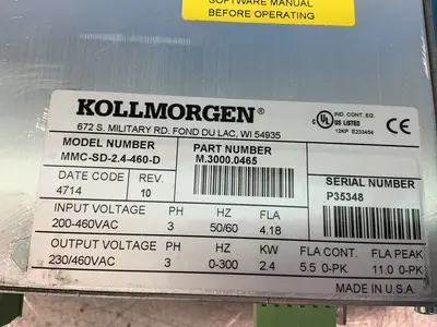 Used KOLLMORGEN MMCSD2.4460D Servo Drives Ohio US | HGR 24 #1330306