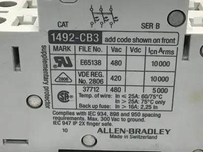 USED ALLEN BRADLEY 1492-CB3/G040 SER B