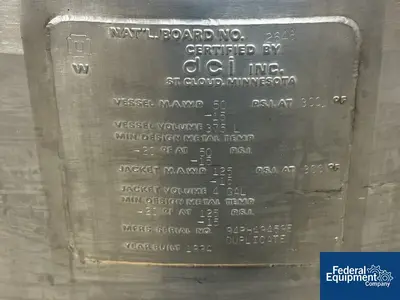 USED DCI 375 Liter DCI Receiver Tank, 316 S/S