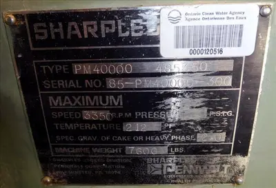 (2) Sharples PM-40,000 (P4600) Super-D-Canter centrifuges, 316SS.