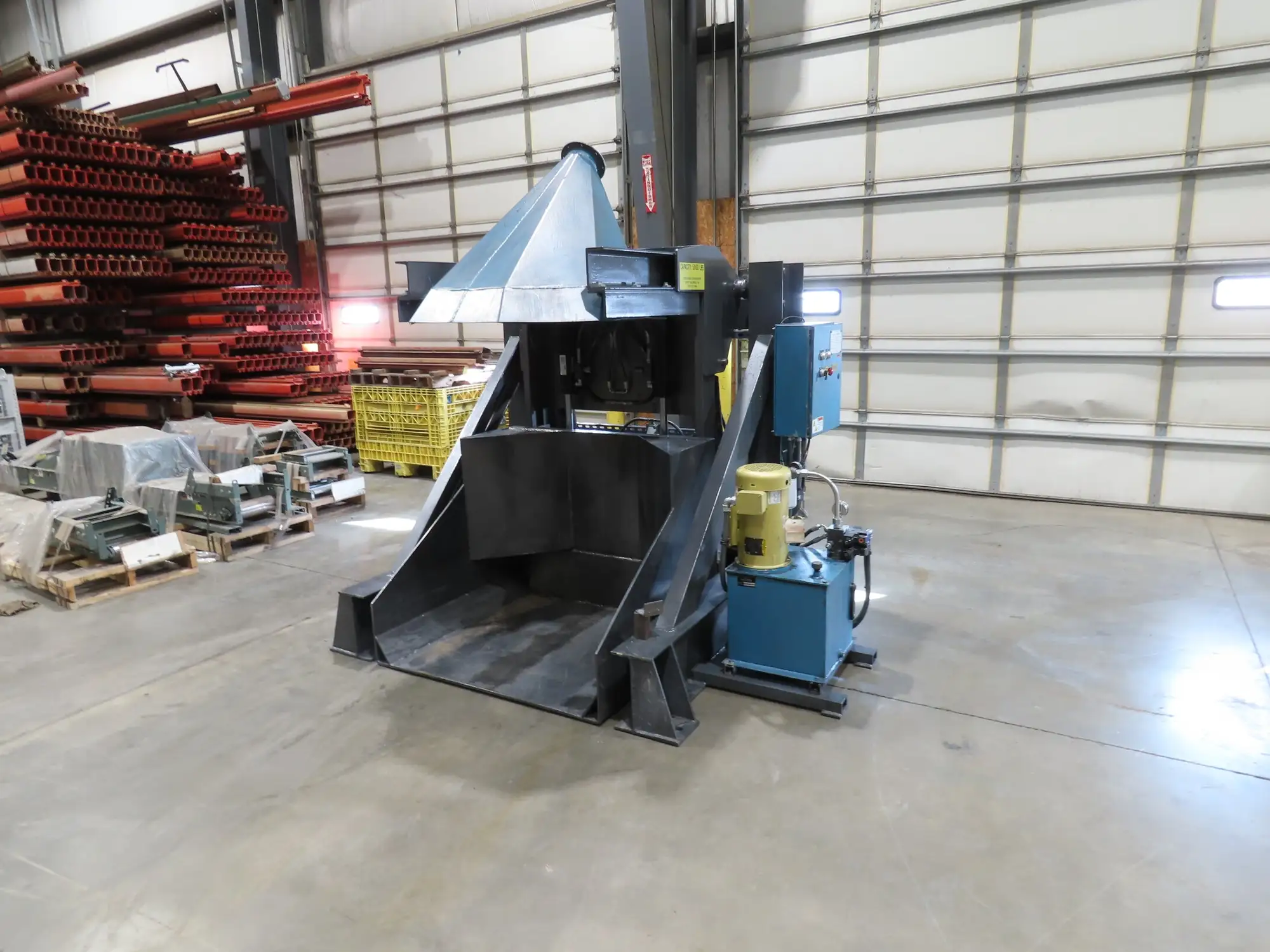 Essex Rise Hydraulic Tote Dumper 1yd Hopper Box Tipper 5000Lb 5Hp 460V