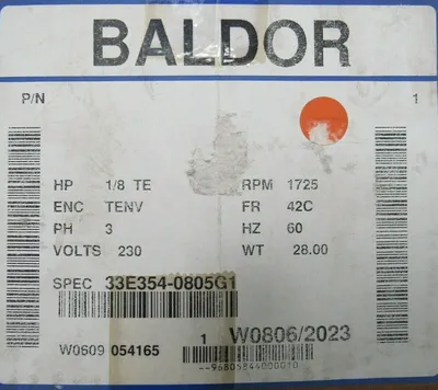 NEW BALDOR 33E354-0805G1 MOTOR 1/8HP 230V 1725RPM 3/8" DIA. 321440DG0HEX BRAKE
