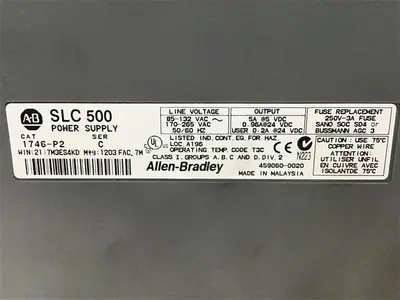 USED ALLEN BRADLEY 1746-P2 SER C / 1746-A10 SER B