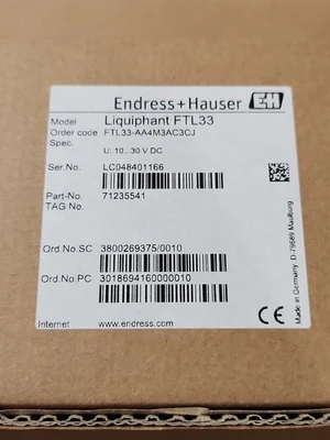 NEW Endress+Hauser FTL33-AA4M3AC3CJ