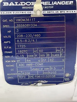 Used BALDOR BALDOR VWDM3611T 3HP 3PH Misc Electrical & Power Parts | ND Industrial Surplus #1215532