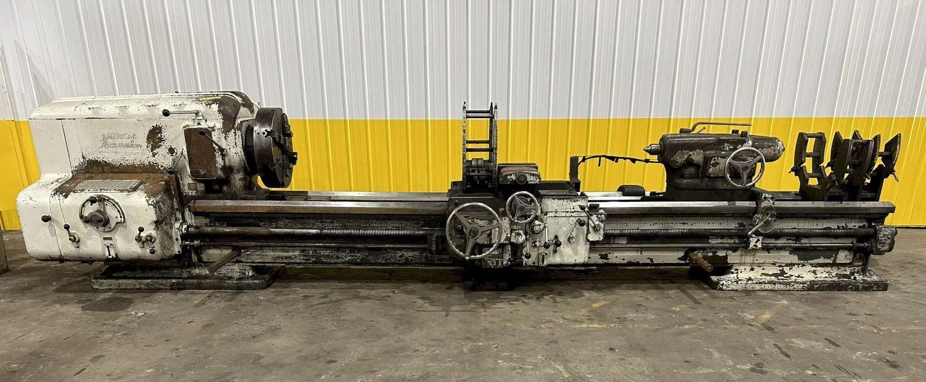 32" X 168" AMERICAN PACEMAKER HEAVY DUTY ENGINE LATHE, 3" HOLE: STOCK #20075