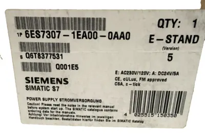 NEW SIEMENS 6ES7307-1EA00-0AA0 POWER SUPPLY 6ES73071EA000AA0