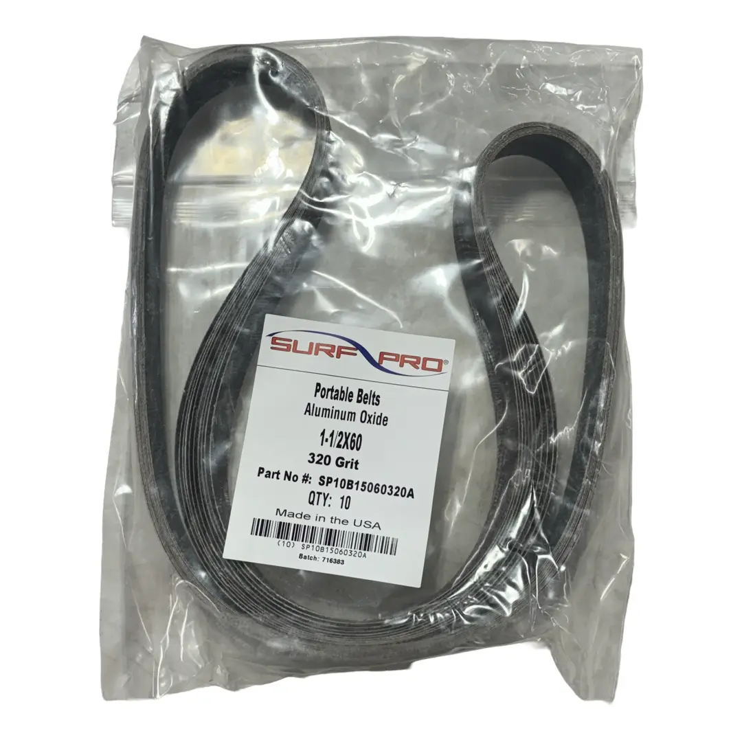 Surf-Pro 1-1/2" x 60" Portable Sanding Belts 320 Grit Aluminum Oxide 10 Pack USA