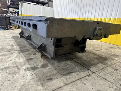 6' X 14'6" HEAVY DUTY T-SLOTTED LAYOUT TABLE ON RAISED BASE: STOCK #21788