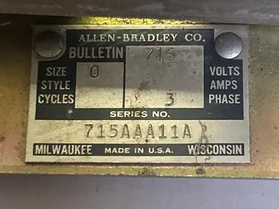 Used ALLEN BRADLEY 715AAA11A PLC Contactors Ohio US | Surplus Asset Holdings #1237643