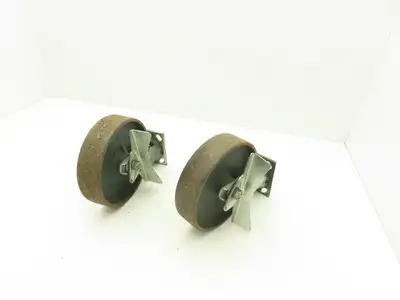 Colson 5-8-138 Caster Wheel Swivel 8" x 2" w/Lock Cast Iron 9-1/2" H Lot of 2
