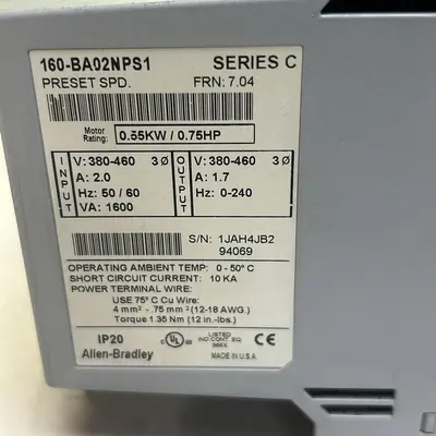 Used ALLEN-BRADLEY 160-BA02NPS1 Variable Speed Drives Ohio US | Surplus Asset Holdings #1240413
