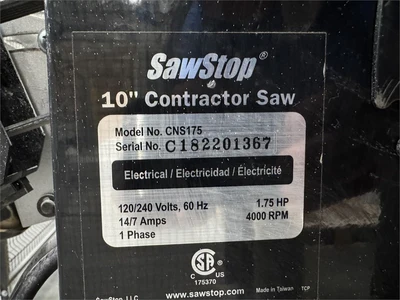 Used SAWSTOP CNS-175 Woodworking Table Saws Florida US | MachineryMax #1462031