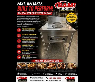 Used TOASTMASTER FL-25-3224-1-HP Countertop Display Warmers Florida US | BAM Discount Restaurant Equipment #1230630