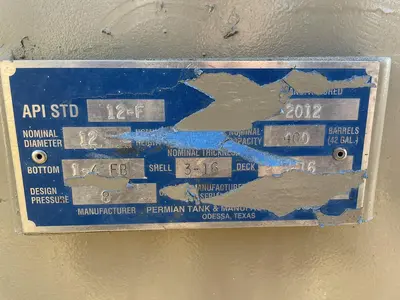 USED 2012 PERMIAN TANK 400BBL VERTICAL TANK