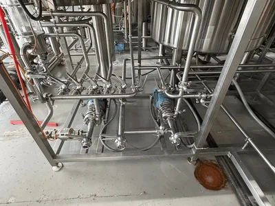 Deutsche 15 BBL 3-Vessel Steam Jacketed Brewhouse with BK, MT, WP, Heat Exchanger, Mash Pump & More!