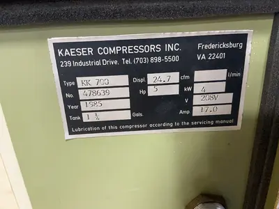 Used 1985 KAESER COMPRESSORS KK 700 Miscellaneous MRO Ohio US | HGR 24 #1287442