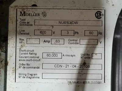 USED MOELLER NU6-63/DW