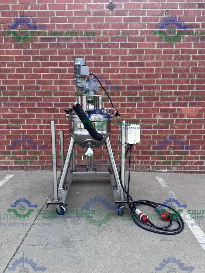 USED LEE INDUSTRIES 50 LITER STAINLESS STEEL JACKETED REACTOR W/MIXER, SCRAPER MFG 23