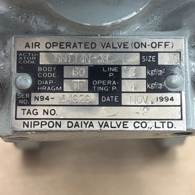 Used Nippon Daiya Valve HNT14N-08 Valves/Fittings Indiana US | J&J Industrial Supply #1326709