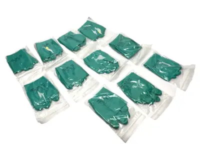 USED ANSELL ALPHATEC SOLVEX CHEMICAL RESISTANT NITRILE GLOVES LARGE LOT OF 11