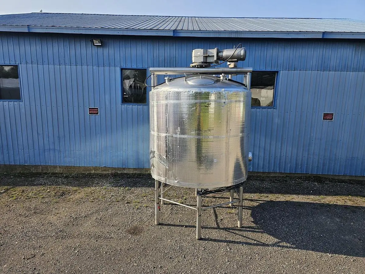 Used 1750 Gallon Tank, 304 Stainless Steel, With Sweep Agitation, Electrically Heated