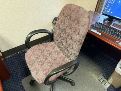 Contents of office furniture, includes (1) wood desk with glass top, 71" x 36", (1) wood credenza wi...