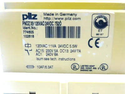USED PILZ PNOZ-X9-120VAC/24VDC-7S-2O SAFETY RELAY PNOZX9120VAC24VDC7S2O