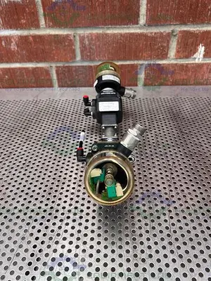 USED 2 ITT ADVANTAGE 3 WAY STAINLESS STEEL DIAPHRAGM VALVES W/ VALVE POSITIONER