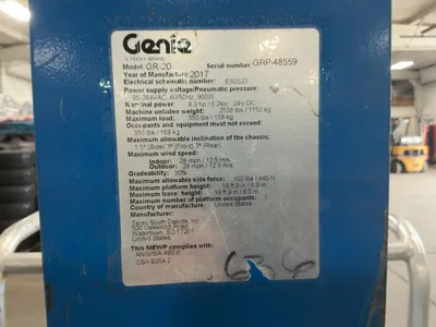 Used 2017 GENIE GR-20 RUNABOUT Vertical Mast Lifts Michigan US | Miedema Asset Management Group #1304730