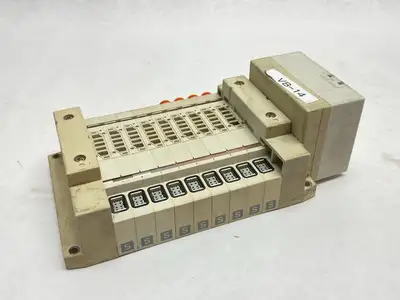 Used SMC Pneumatic Manifold Assembly 9-Station Solenoid Valves Michigan US | Maverick Industrial Sales #1398326
