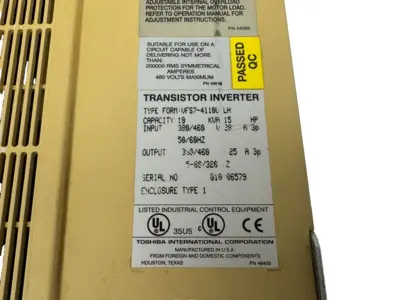 USED TOSHIBA VFS7-4110UPLH INVERTER DRIVE 15HP 3PH 380/460V