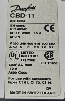 Danfoss CBD-11 Auxiliary Contact Block. Loc4C4