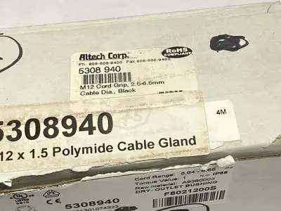 New | in-Stock Altech Corp Polyamide Cord Grip Cable Gland M12x1.5 PKG OF 52 Electrical Fittings Michigan US | Maverick Industrial Sales #1390804