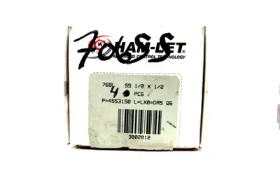 BOX OF 4 NEW HAM-LET 768L-SS-1/2-1/2 MALE STUD NPT TUBE 768LSS1212