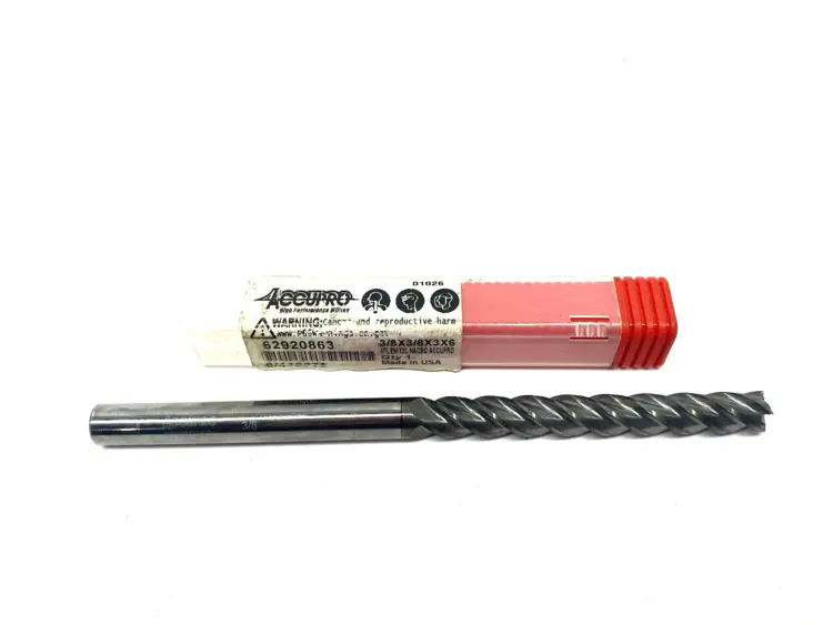Used ACCUPRO SQUARE END MILL: 3/8" DIA, 3" LOC, 4 FLUTE, SOLID CARBIDE End Mills Michigan US | Maverick Industrial Sales #1092845