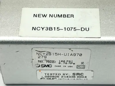 NCY3B15-1075-DU | SMC  Rodless Cylinder 5/8" Bore 10" Stroke - Used