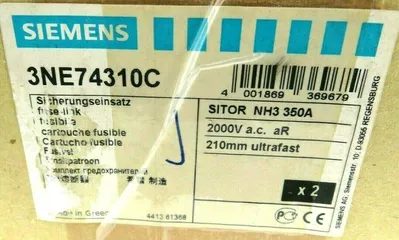 NEW LOT OF 2 SIEMENS 3NE7431-0C SITOR FUSE 350AMP 2000V 3NE74310C