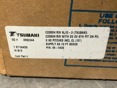New | in-Stock TSUBAKI C2080H RIV 6L/D3 Miscellaneous MRO Ohio US | HGR 24 #1305099