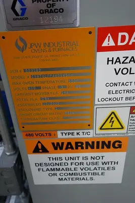 USED 2003 JPW INDUSTRIAL OVEN C98TULEP480V45KW