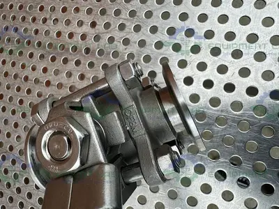USED INLINE INDUSTRIES STAINLESS STEEL BALL VALVE W/ 1" SANITARY FITTING