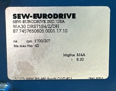 USED Sew Eurodrive WA30 DRS71S4/Z/DH
