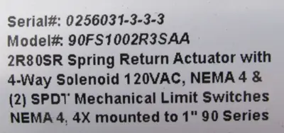 NEW TRIAC 90FS1002R3SA44 VALVE ACTUATOR 1" APL-210N