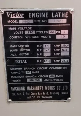 VICTOR 2080G Lathes, Gap Bed | Machinery Central (20)