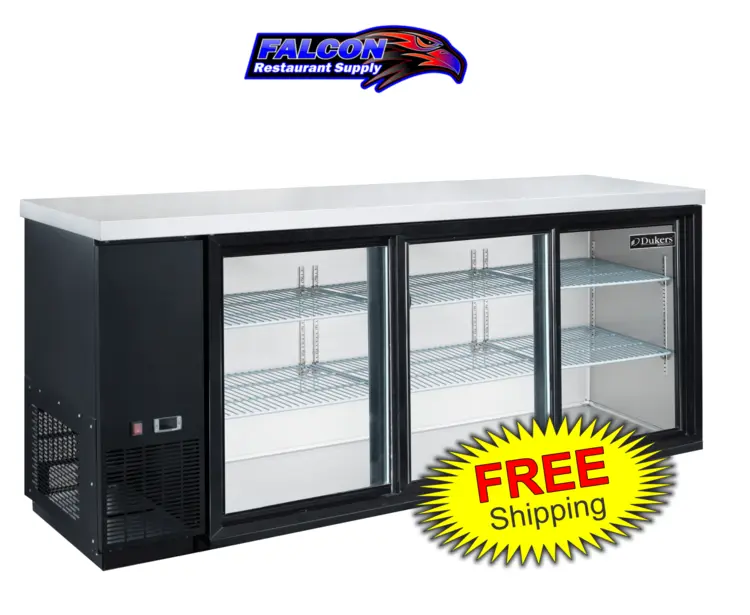 New | in-Stock Dukers New Dukers DBB72-S3 3 Door Bar and Beverage Cooler (Sliding Doors) Bottle Coolers Illinois US | Falcon Restaurant Supply #1376315