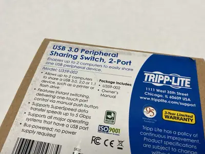 NEW TRIPP LITE USB 3.0 GEN 1 PERIPHERAL SHARING SWITCH 2-PORT