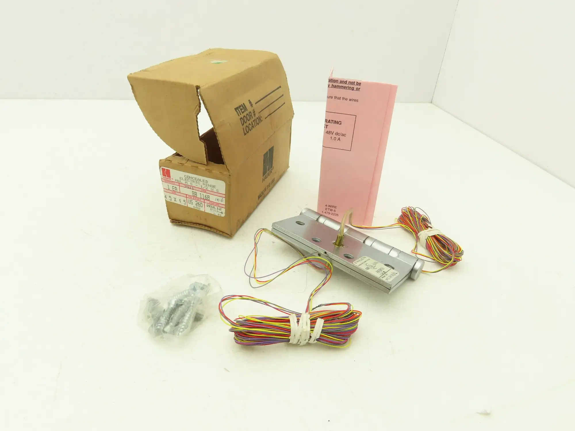 Hager 1168B 4-Wire Concealed Electric Steel Hinge 2EWL12 ETW-4