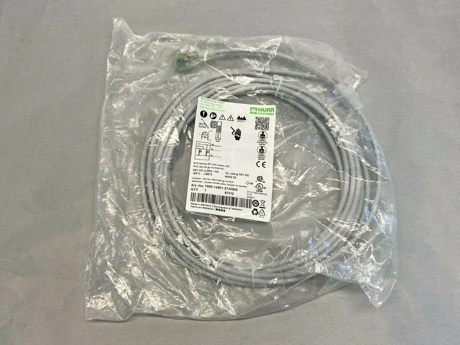7000-12401-2130500 | Murr Elektronik  Single-Ended Cordset - New