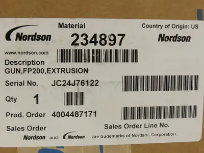 Nordson 234897 FP200 EX Hot Melt Glue Dispenser Applicator Gun w/Hose 240V